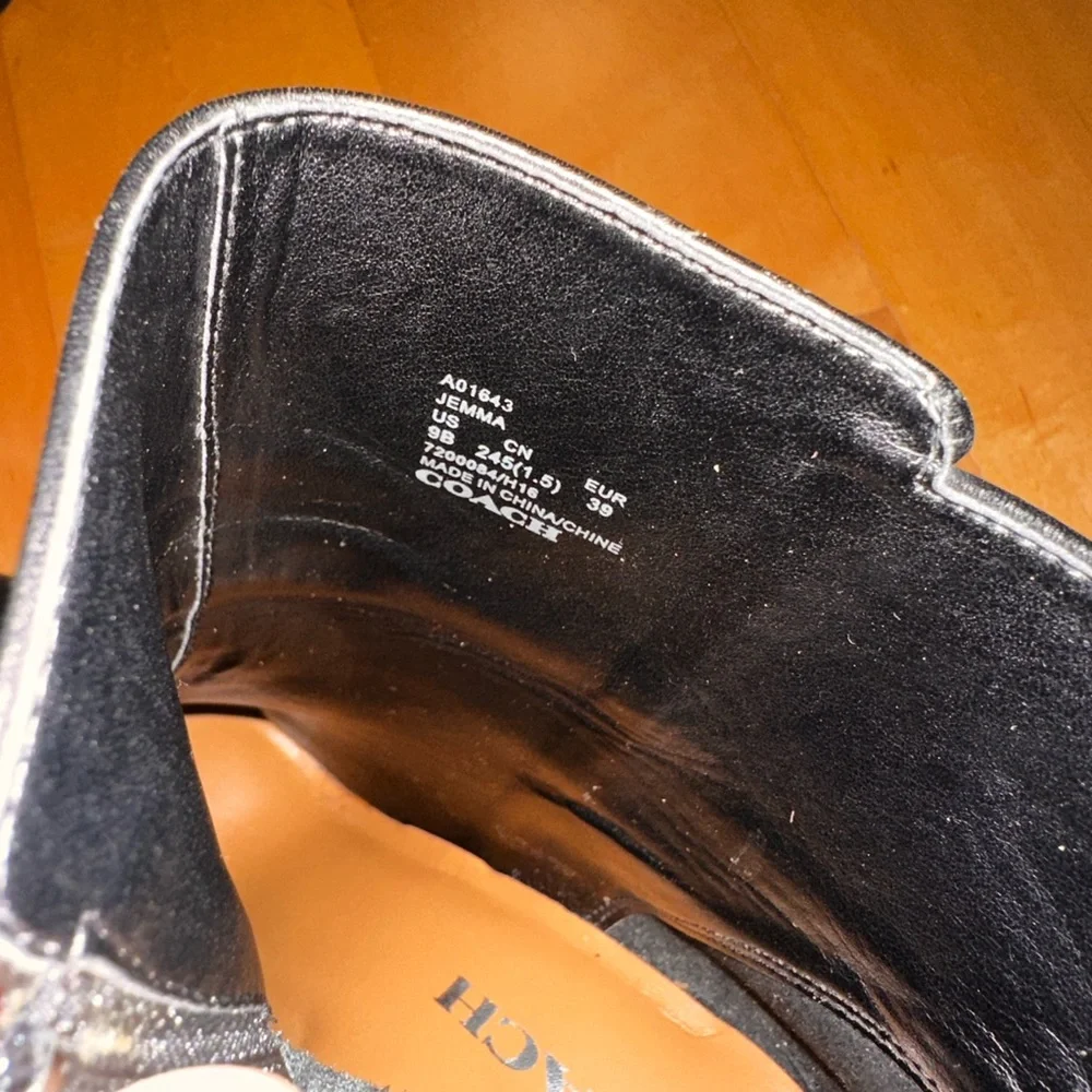 coach jemma black leather heeled ankle boots - Picture 6 of 8